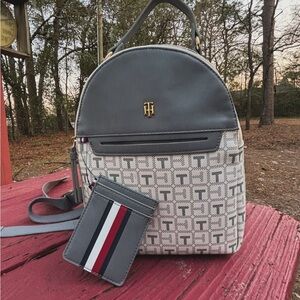Tommy Hilfiger Gray and White Backpack